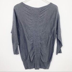 Aphorism Ruched Back Gray Knit Sweater
